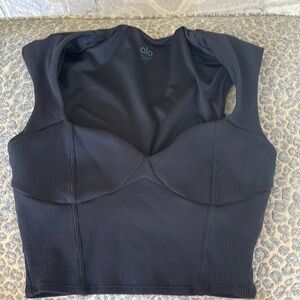 ALO Yoga Black Ribbed Crop Top